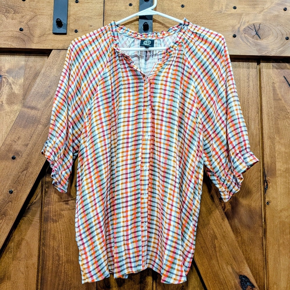 Bobeau Plaid Fall Color Shirt Size Large